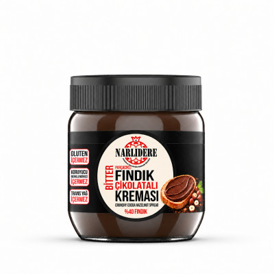 Bitter Çikolatalı Parçacıklı Fındık Kreması 400 GR Cam