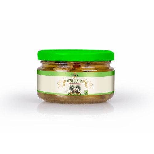 Biberli Yeşil Zeytin 200 GR Cam Kavanoz L