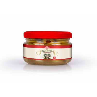 Biberli Yeşil Zeytin 200 GR Cam Kavanoz S