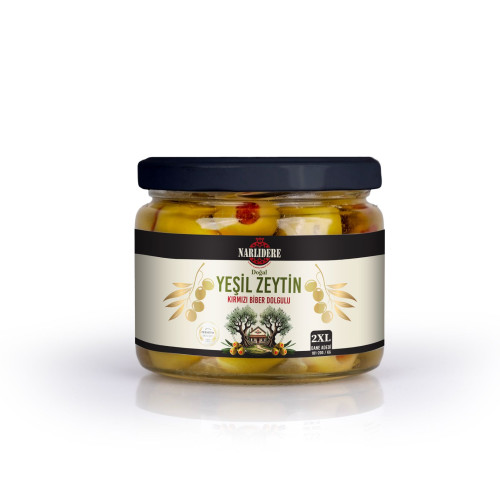 Biberli Yeşil Zeytin 300 GR Cam Kavanoz 2XL