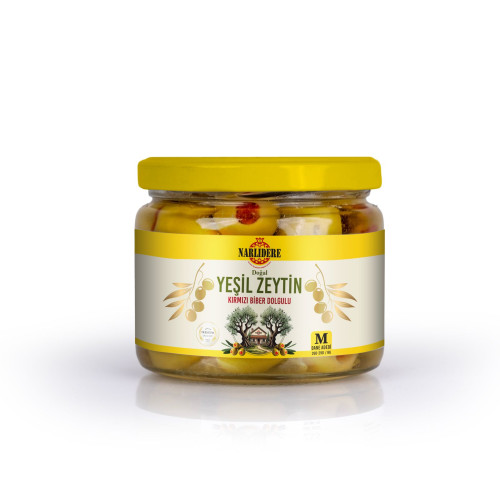 Biberli Yeşil Zeytin 300 GR Cam Kavanoz M