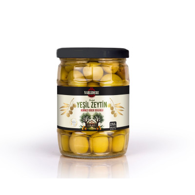 Biberli Yeşil Zeytin 350 GR Cam Kavanoz 2XL Biberli Yeşil Zeytin 350 GR Cam Kavanoz 2XL