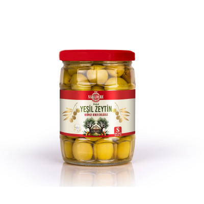 Biberli Yeşil Zeytin 350 GR Cam Kavanoz S