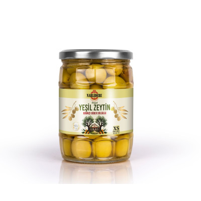 Biberli Yeşil Zeytin 350 GR Cam Kavanoz XS