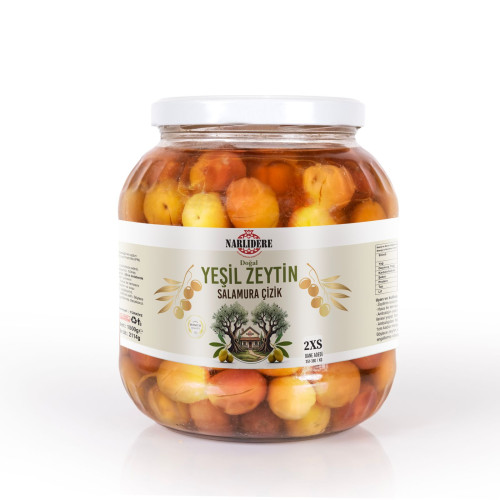 Yeşil Çizik Zeytin - 1500 GR Cam Kavanoz 2XS Boy