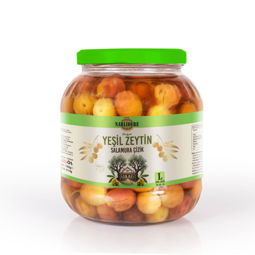 Yeşil Çizik Zeytin - 1500 GR Cam Kavanoz L Boy