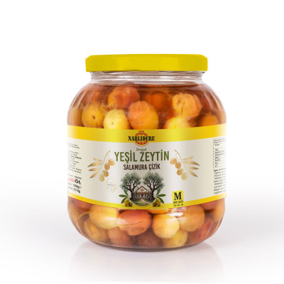 Yeşil Çizik Zeytin - 1500 GR Cam Kavanoz M Boy