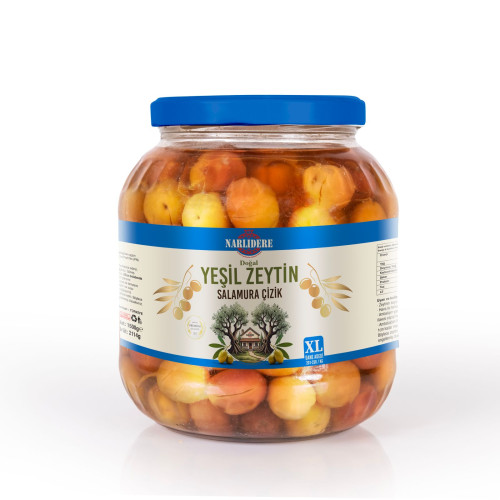 Yeşil Çizik Zeytin - 1500 GR Cam Kavanoz XL Boy