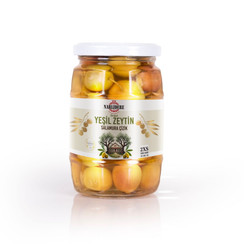 Yeşil Çizik Zeytin - 200 GR Cam Kavanoz Fıçı 2XS Boy