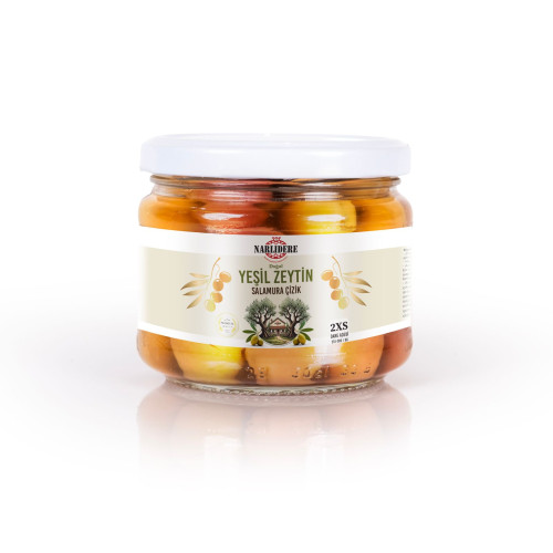 Yeşil Çizik Zeytin - 300 GR Cam Kavanoz 2XS Boy