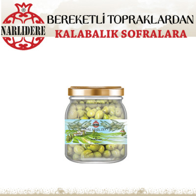 Yeşil Zeytin Salamura Kırma 200 Gram Cam Kavanoz...