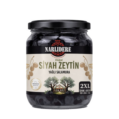 Siyah Zeytin Doğal Salamura Yağlı 250G/181-200 2XL - Cam