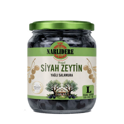 Siyah Zeytin Doğal Salamura Yağlı 250G/231-260 L - Cam