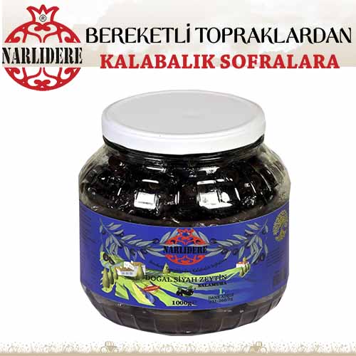 Yağlı Salamura Siyah Zeytin 1KG Cam Kavanoz L
