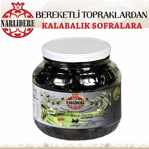 Yağlı Salamura Siyah Zeytin 1KG Cam Kavanoz XL