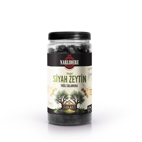 Gemlik Tipi Taş Baskı Siyah Zeytin 2XL 1 KG Boru Pet