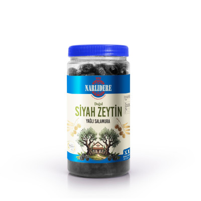 Gemlik Tipi Taş Baskı Siyah Zeytin XL 1 KG Boru Pet